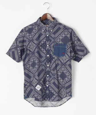 【SALE（伊勢丹）】＜サンシックスティーエイト＞ 【S】バンダナ柄総柄半袖シャツ(S7S72SH) 17・ネイビー 【三越・伊勢丹/公式】