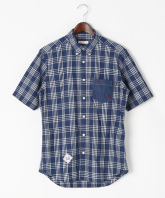 【SALE（伊勢丹）】＜サンシックスティーエイト＞ 【S】チェック柄半袖シャツ(S7S73SH) 16・ネイビー 【三越・伊勢丹/公式】