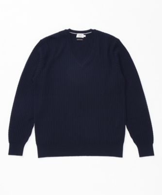 ＜デトワー/Detour＞ ケーブル編みVネックセーター(65075189) 705・ネイビー 【三越・伊勢丹/公式】
