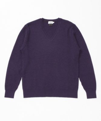 ＜デトワー/Detour＞ ケーブル編みVネックセーター(65075189) 801・パープル 【三越・伊勢丹/公式】