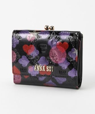 ANNA SUI スパーキー 長財布 がま口黒 光沢 星 ハート ラメ
