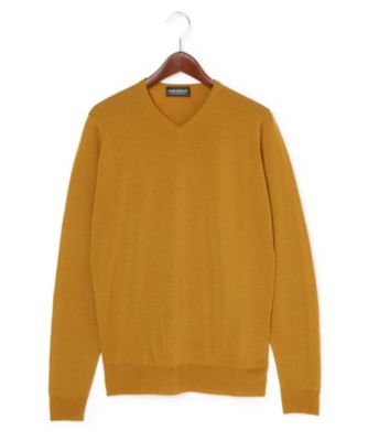 ＜ジョンスメドレー/JOHN SMEDLEY＞ Vネックセーター(ASHMOUNT) インカゴールド 【三越・伊勢丹/公式】