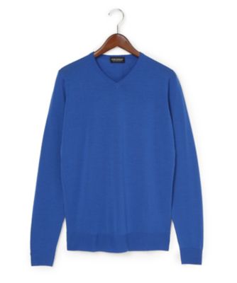 ＜ジョンスメドレー/JOHN SMEDLEY＞ Vネックセーター(ASHMOUNT) ラピスブルー 【三越・伊勢丹/公式】