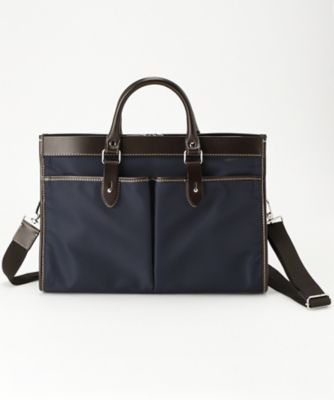 ＜ステファノマーノ/STEFANOMANO＞ ブリーフケース(SOMH6K27) 30・ネイビー(ネイビーxダークブラウン) 【三越・伊勢丹/公式】