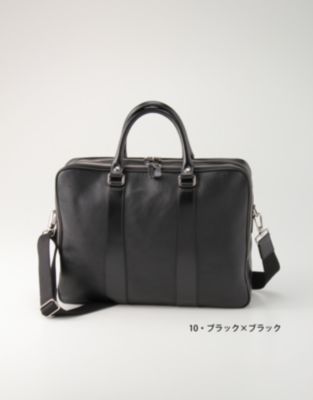 ＜ステファノマーノ/STEFANOMANO＞ ▼レザービジネスバッグ(SOMH0C02) 10・ブラックxブラック 【三越・伊勢丹/公式】