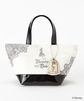 <美女と野獣>トートバッグ(148443-7201) ホワイトxブラック 【三越・伊勢丹/公式】