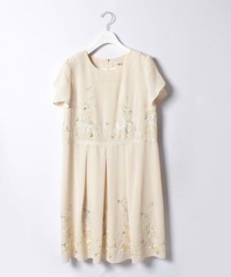 ＜ローズティアラL＞ 大きいサイズ 【Rose Tiara Jewel】吹き上げフラワー刺繍ジョーゼットワンピース ベージュ 【三越・伊勢丹/公式】