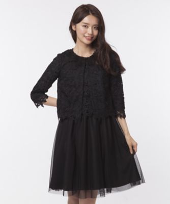 【SALE（三越）】＜ローズティアラ＞ フラワーモチーフ衿フラワーケミカルレースジャケット クロ 【三越・伊勢丹/公式】