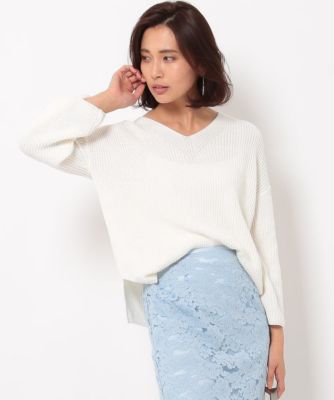 【SALE（三越）】＜ロペ/ROPE'＞ 片畦Vネックニットプルオーバー シロ 【三越・伊勢丹/公式】