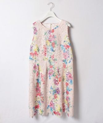 【SALE（三越）】＜ローズティアラL＞ 大きいサイズ ケミカルレース吹き上げフラワープリントワンピース ピンク 【三越・伊勢丹/公式】