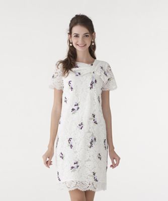 【SALE（三越）】＜ローズティアラL＞ 大きいサイズ すずらん刺繍ラッセルレースワンピース シロ 【三越・伊勢丹/公式】