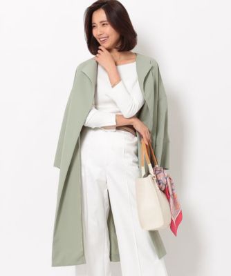 【SALE（三越）】＜ロペ/ROPE'＞ ベルト付きノーカラーラップコート グリーン 【三越・伊勢丹/公式】