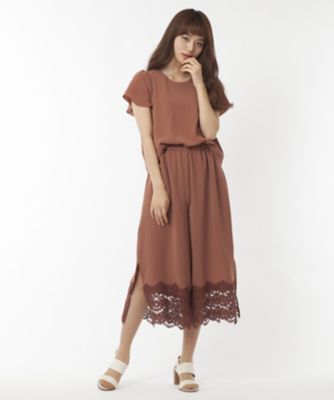 【SALE（三越）】＜ローズティアラL＞ 大きいサイズ 裾レースオールインワン チャイロ 【三越・伊勢丹/公式】