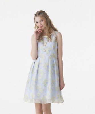 【SALE（三越）】＜ローズティアラL＞ 大きいサイズ オーガンジーフラワーブーケ柄ワンピース キイロ 【三越・伊勢丹/公式】