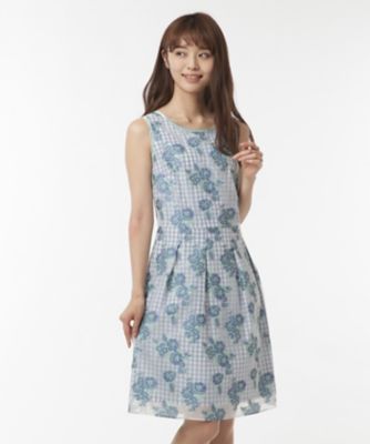 【SALE（三越）】＜ローズティアラL＞ 大きいサイズ オーガンジーフラワーブーケ柄ワンピース ミドリ 【三越・伊勢丹/公式】