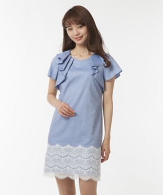 【SALE（三越）】＜ローズティアラL＞ 大きいサイズ 裾レース使いチュニックワンピース パイングリーン 【三越・伊勢丹/公式】