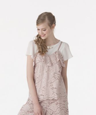 【SALE（三越）】＜ローズティアラ＞ 【セットアップ対応商品】レースキャミソール付きカットソー ピンク 【三越・伊勢丹/公式】