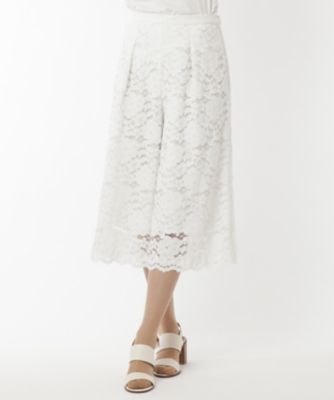 【SALE（三越）】＜ローズティアラ＞ 【セットアップ対応商品】総レースワイドパンツ シロ 【三越・伊勢丹/公式】