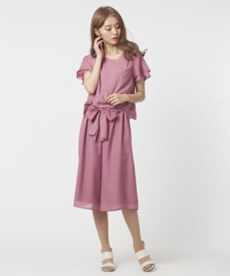 【SALE（三越）】＜ローズティアラL＞ 大きいサイズ ウエストリボンスパンローンオールインワン ピンク 【三越・伊勢丹/公式】