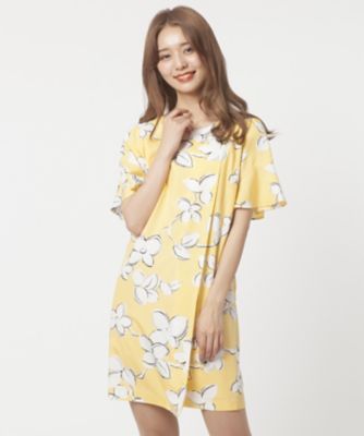 【SALE（三越）】＜ローズティアラ＞ 淡彩フラワープリントチュニックワンピース キイロ 【三越・伊勢丹/公式】