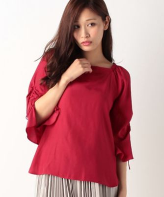 ＜ローズティアラ＞ キャンディースリーブスクエアネックオフショル風ブラウス アカ 【三越・伊勢丹/公式】