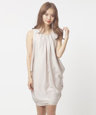 ＜ローズティアラL＞ 大きいサイズ 3WAYサテンドレープドレス ベージュ 【三越・伊勢丹/公式】