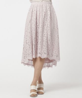 【SALE（三越）】＜ローズティアラL＞ 大きいサイズ 【セットアップ対応商品】イレギュラーヘム総レーススカート ピンク 【三越・伊勢丹/公式】