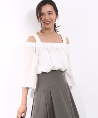 ＜ロペ/ROPE'＞ オフショルダーギャザーブラウス シロ 【三越・伊勢丹/公式】