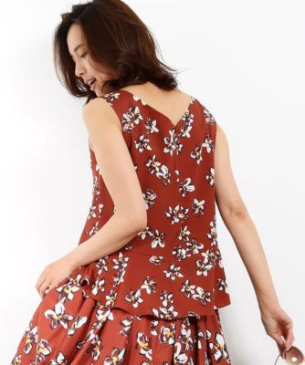 【SALE（三越）】＜ロペ/ROPE'＞ ペイントフラワーバックVブラウス コゲチャ 【三越・伊勢丹/公式】