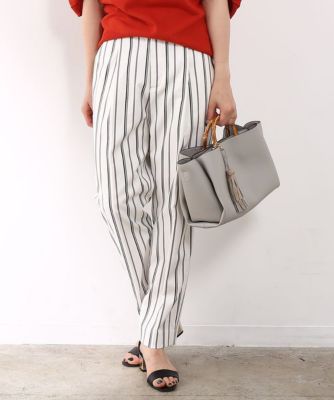 【SALE（三越）】＜ロペ/ROPE'＞ ストライプストレッチタックパンツ シロ 【三越・伊勢丹/公式】
