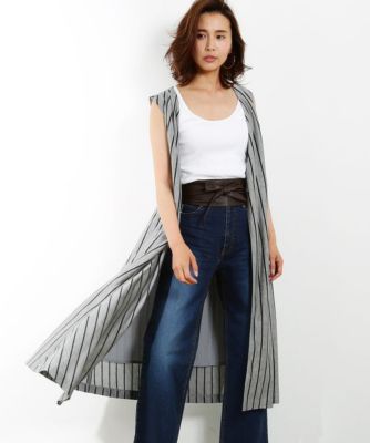 【SALE（三越）】＜ロペ/ROPE'＞ 【ジャージー素材】サイドラップストライプワンピース ライトグレー 【三越・伊勢丹/公式】