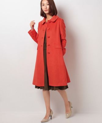 ＜ELISA＞ アンゴラビーバーステンカラーコート オレンジ 【三越・伊勢丹/公式】