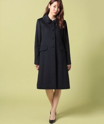 ＜ELISA＞ アンゴラビーバーステンカラーコート ネービーブルー 【三越・伊勢丹/公式】