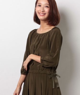 ＜ELISA＞ 【セットアップ対応商品】ウォッシャブルシルクブラウス コゲチャ 【三越・伊勢丹/公式】