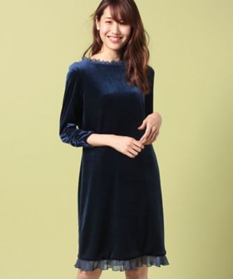 ＜ELISA＞ ブライトベロアワンピース アオ 【三越・伊勢丹/公式】