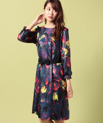 ＜ELISA＞ ブライトシルクプリントワンピース ライトグリーン 【三越・伊勢丹/公式】