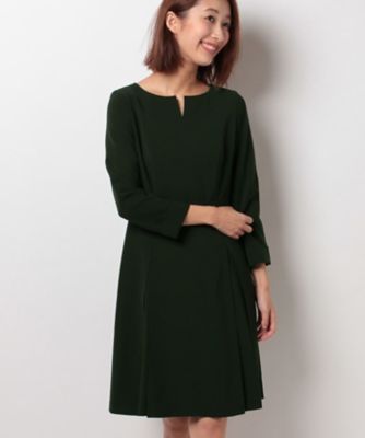 ＜ELISA＞ ストレッチダブルクロスワンピース ダークグリーン 【三越・伊勢丹/公式】