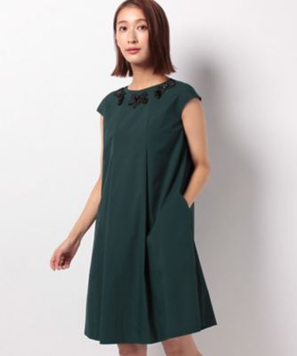 ＜ELISA＞ ディクロスタフタワンピース ダークグリーン 【三越・伊勢丹/公式】