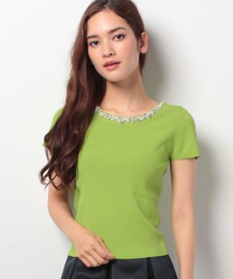 ＜ELISA＞ レーヨンストレッチビジューニットプルオーバー ライトグリーン 【三越・伊勢丹/公式】