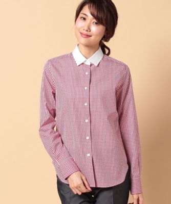 ＜OLD ENGLAND＞ ギンガムチェッククレリックシャツ ボルドー 【三越・伊勢丹/公式】