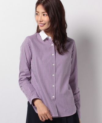 ＜OLD ENGLAND＞ ギンガムチェッククレリックシャツ パープル 【三越・伊勢丹/公式】