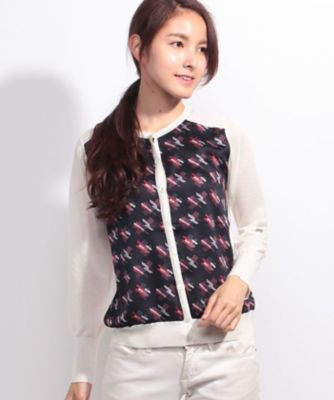 ＜OLD ENGLAND＞ テンセルウールコンビカーディガン オフホワイト 【三越・伊勢丹/公式】