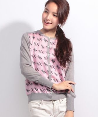 ＜OLD ENGLAND＞ テンセルウールコンビカーディガン ライトグレー 【三越・伊勢丹/公式】