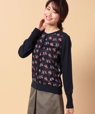 ＜OLD ENGLAND＞ テンセルウールコンビカーディガン ネイビー 【三越・伊勢丹/公式】