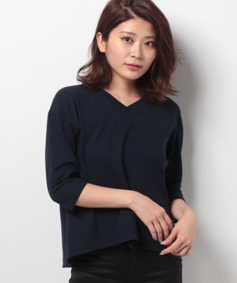 ＜CARA O CRUZ＞ VネックTシャツ ネービーブルー 【三越・伊勢丹/公式】