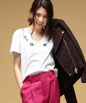 【SALE（三越）】＜ロペ/ROPE'＞ 【DILIGENCE PARLOUR】フラワー刺繍Tシャツ シロ 【三越・伊勢丹/公式】