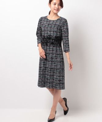 ＜レリアン/Leilian＞ ファブリック調チェック柄ワンピース ミドリ 【三越・伊勢丹/公式】