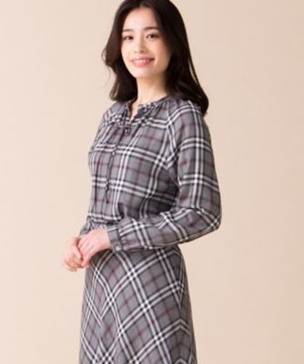 ＜レリアン/Leilian＞ 【セットアップ対応】ブリティッシュチェックブラウス グレー 【三越・伊勢丹/公式】