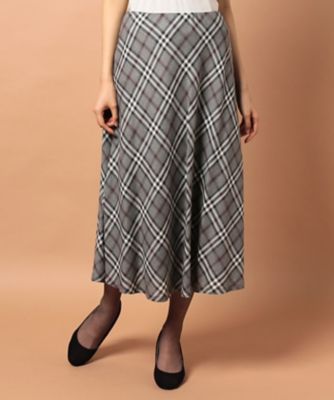 ＜レリアン/Leilian＞ 【セットアップ対応】ブリティッシュチェックフレアスカート グレー 【三越・伊勢丹/公式】