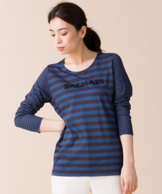 ＜レリアン/Leilian＞ 【BALMAIN】ボーダーカットソー アオ 【三越・伊勢丹/公式】